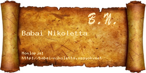 Babai Nikoletta névjegykártya
